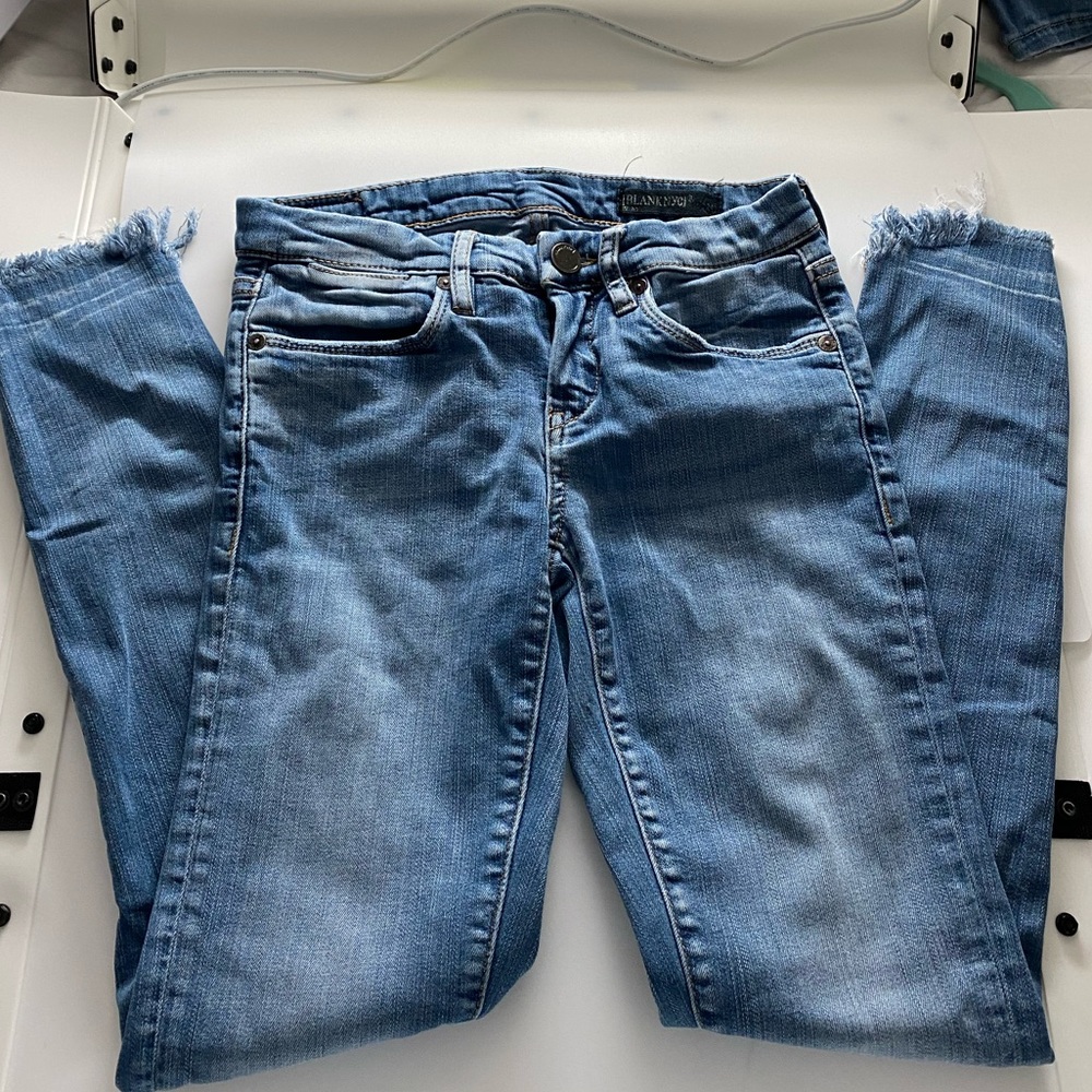 BLANK NYC frayed skinny jeans